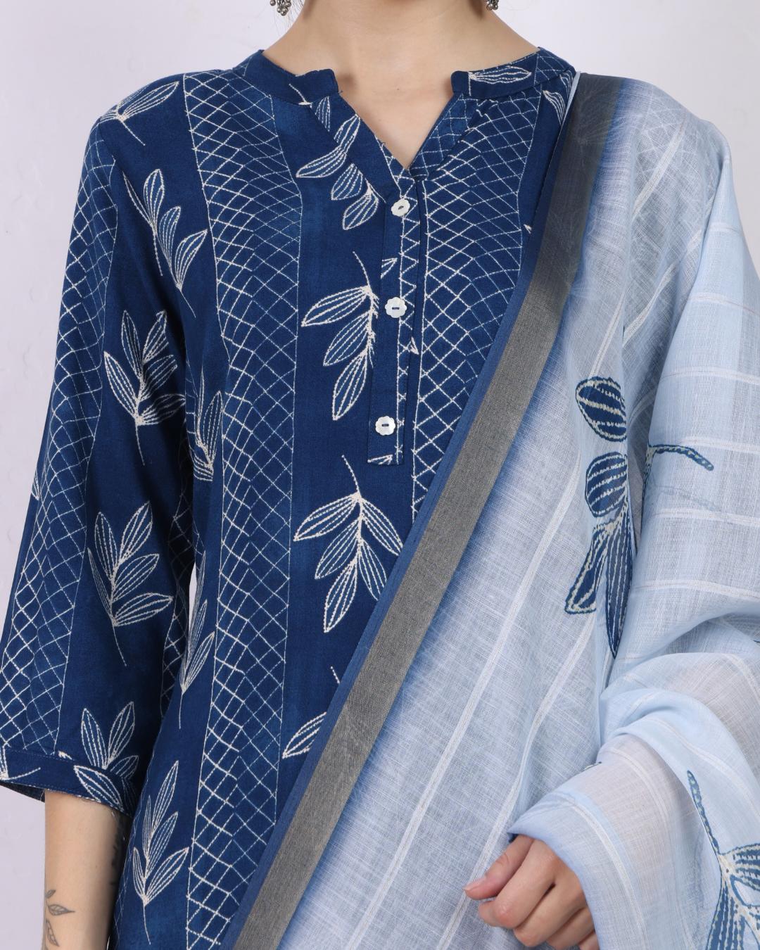 Royal Leafy Charm Pant Set with Dupatta