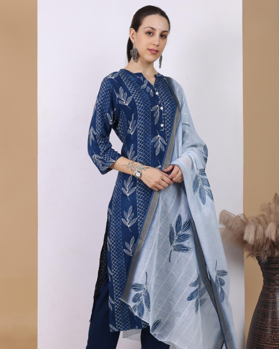 Royal Leafy Charm Pant Set with Dupatta