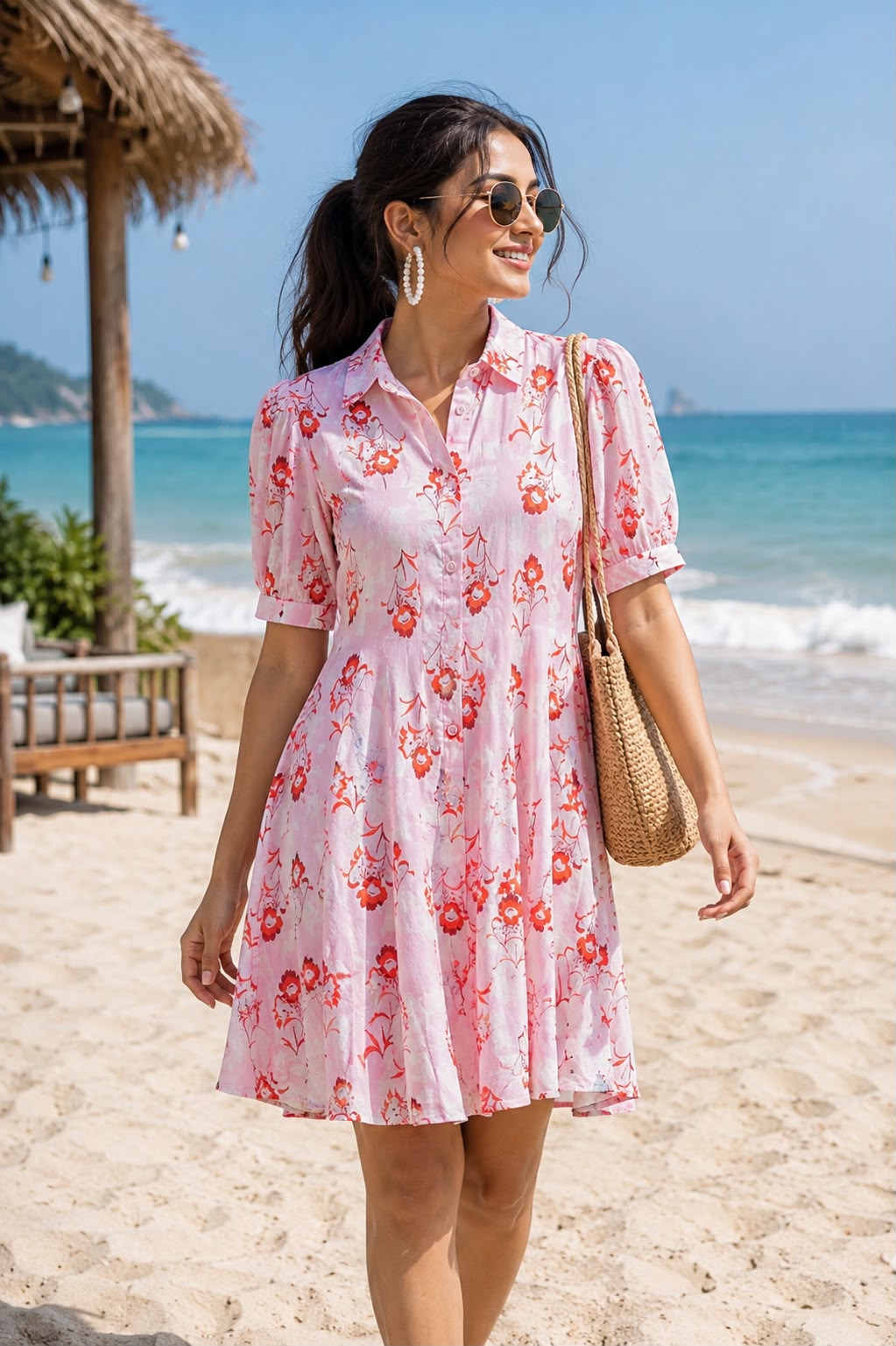 Cherry Blossom Short Midi Dress