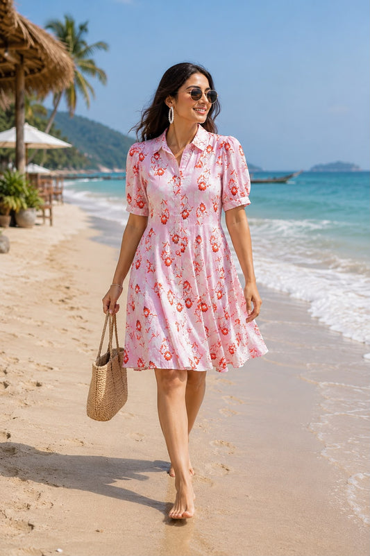 Cherry Blossom Short Midi Dress