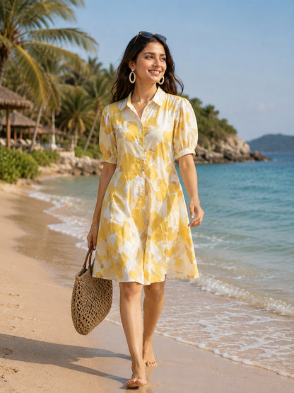 Sunlit Elegance Short Midi Dress