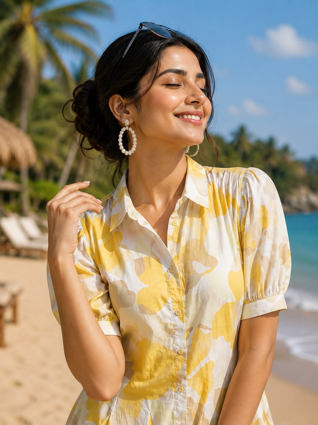 Sunlit Elegance Short Midi Dress