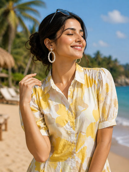 Sunlit Elegance Short Midi Dress