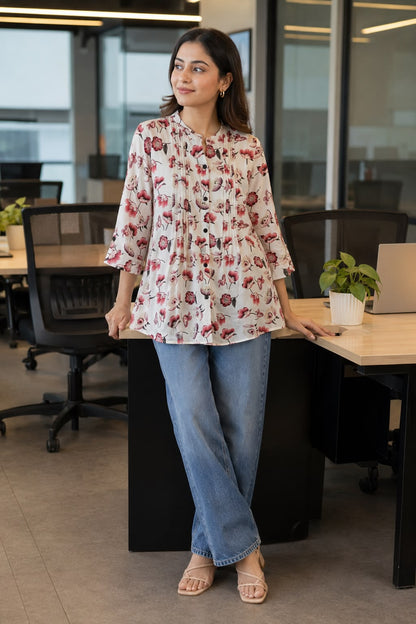 Petal Breeze Pintucks Top