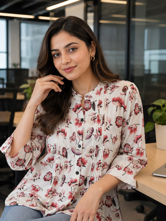 Petal Breeze Pintucks Top