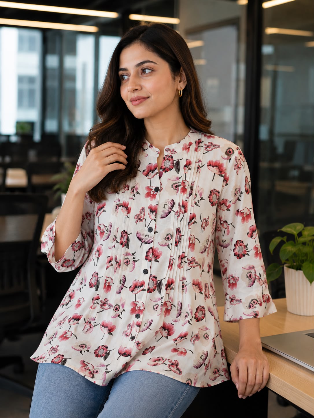 Petal Breeze Pintucks Top