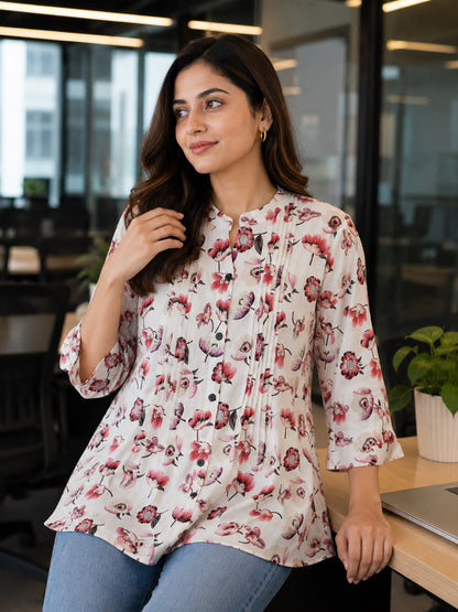 Petal Breeze Pintucks Top