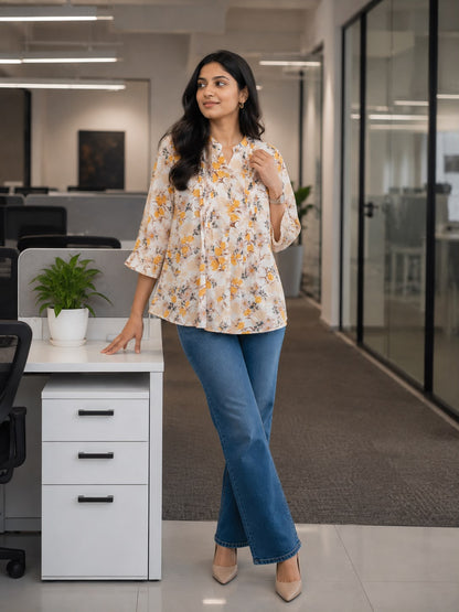 Daisy Charm Pintucks Top