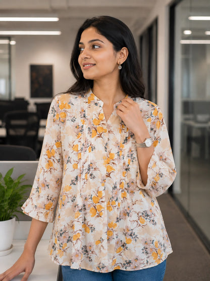 Daisy Charm Pintucks Top