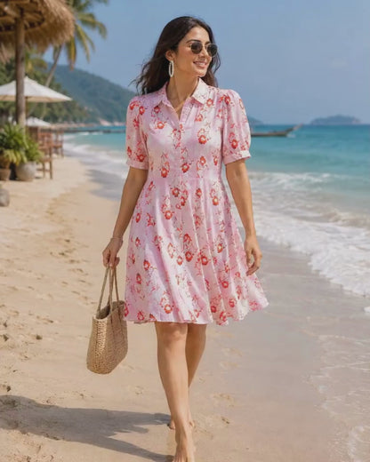 Cherry Blossom Short Midi Dress